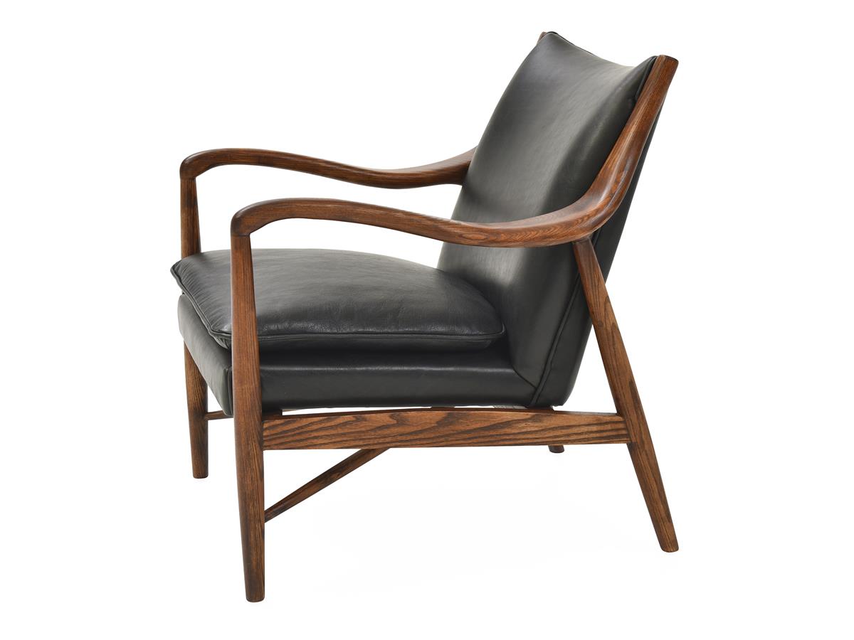 Kiannah Club Chair, Top-Grain Black Leather